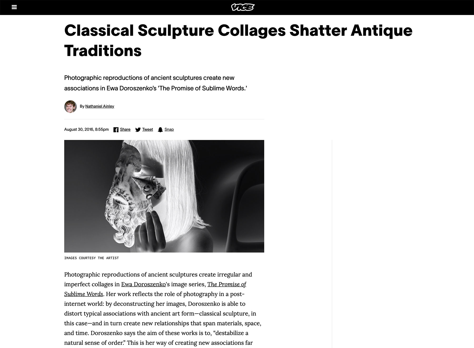 Ewa Doroszenko – Classical Sculpture Collages - Vice Magazine
