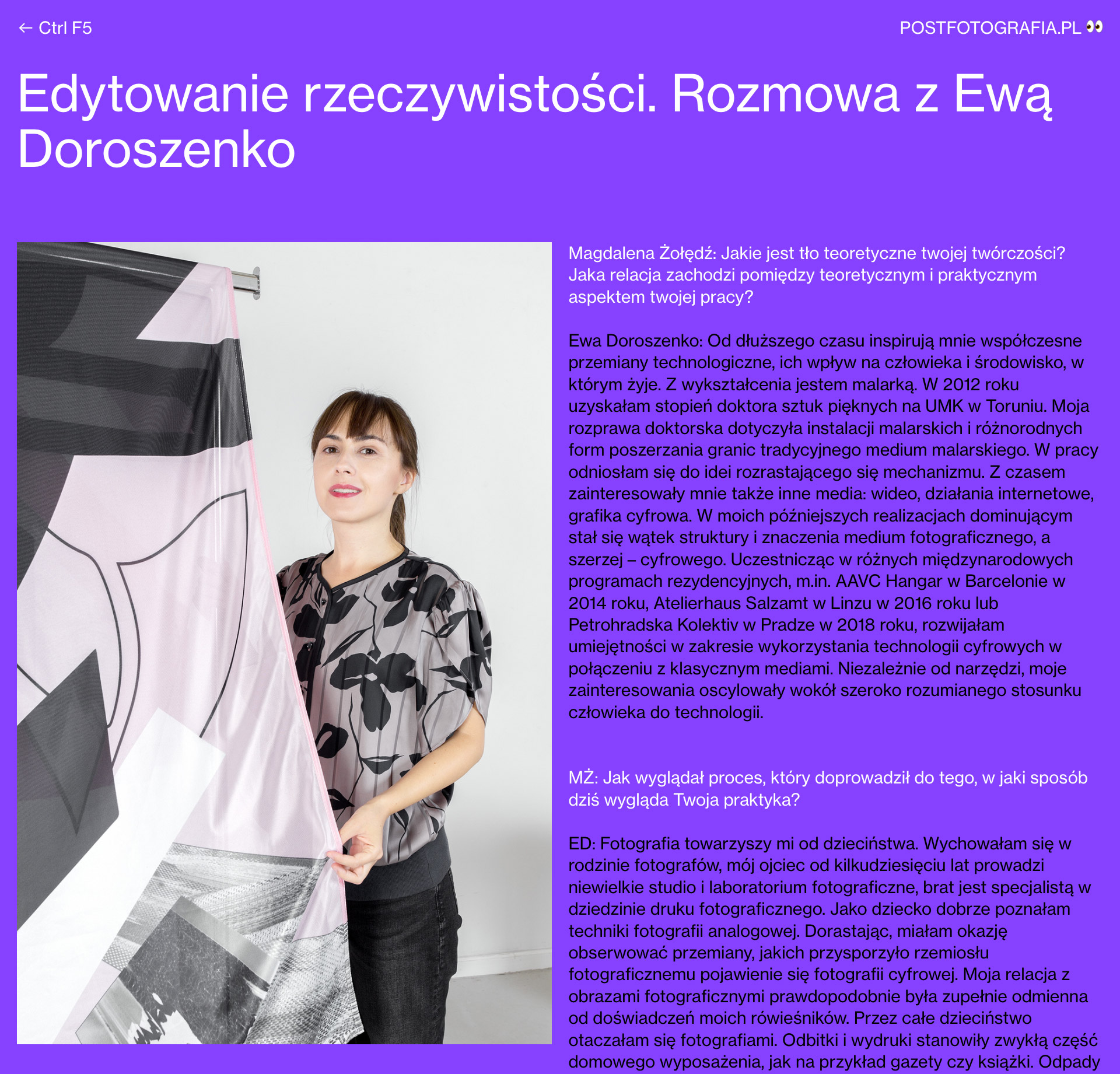 Postfotografia wywiad - Ewa Doroszenko artystka